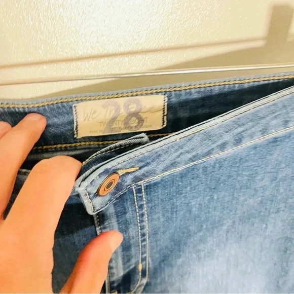 Free People Just Float On Flare Jeans Raw Hem Bohemian Festival Denim Retro - Picture 9 of 11